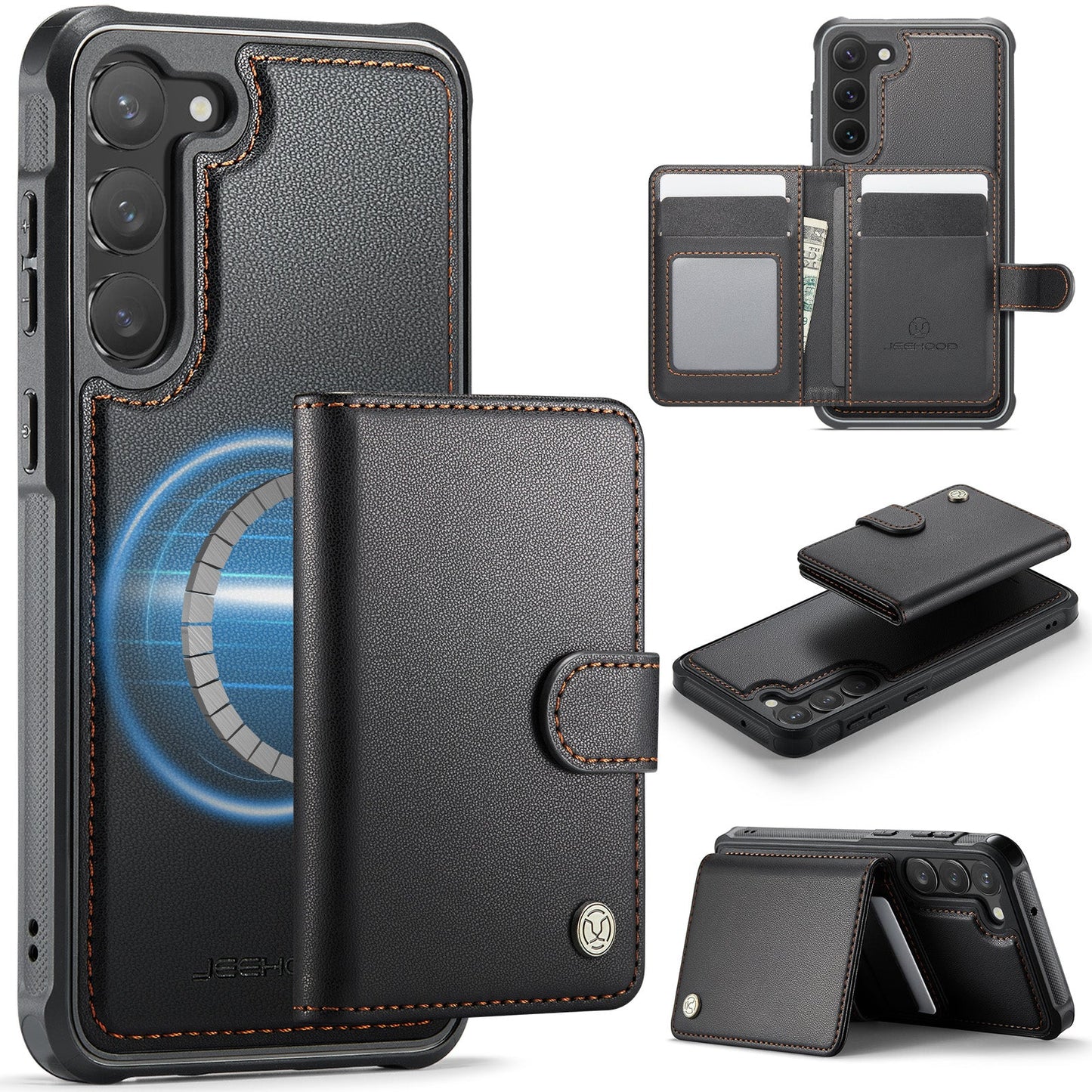 New 2-in-1 RFID Blocking Card Holder Leather Phone Case for Samsung Galaxy S23