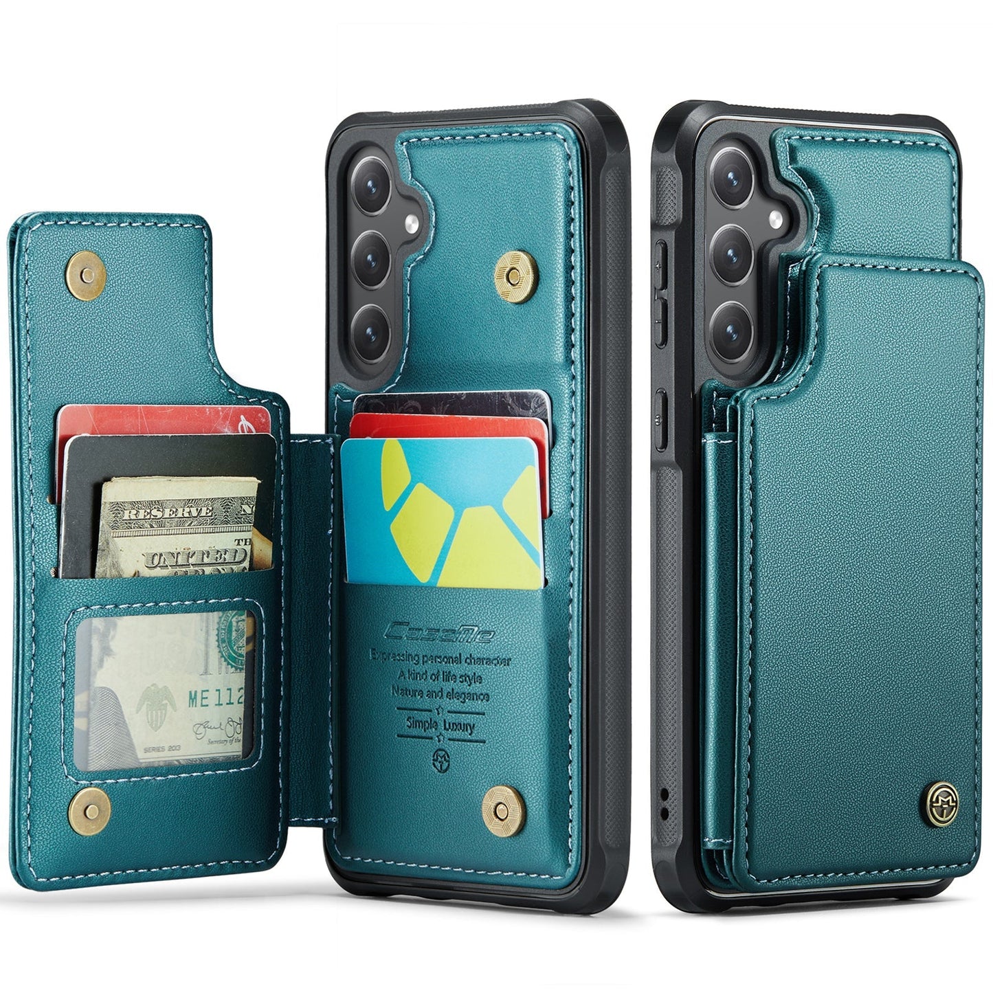 New RFID Blocking Card Holder Leather Phone Case for Samsung