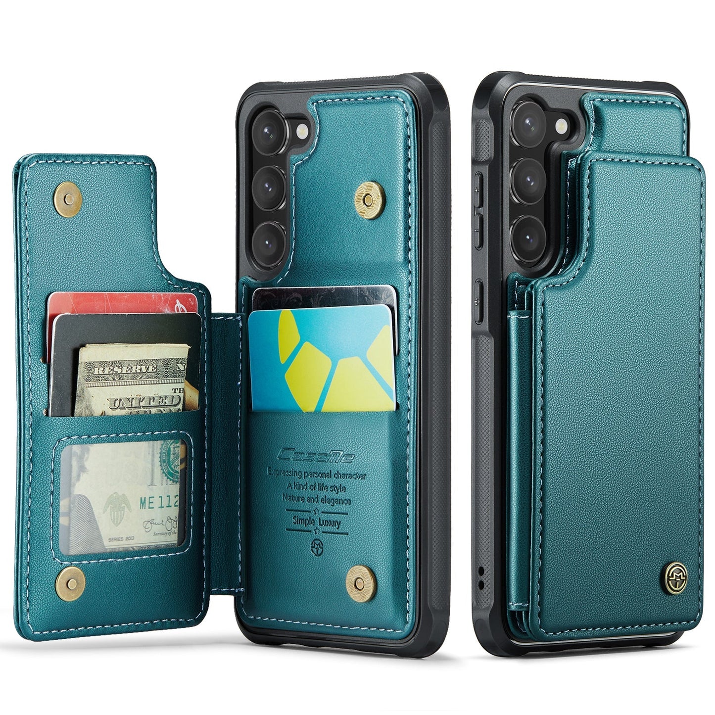New RFID Blocking Card Holder Leather Phone Case for Samsung