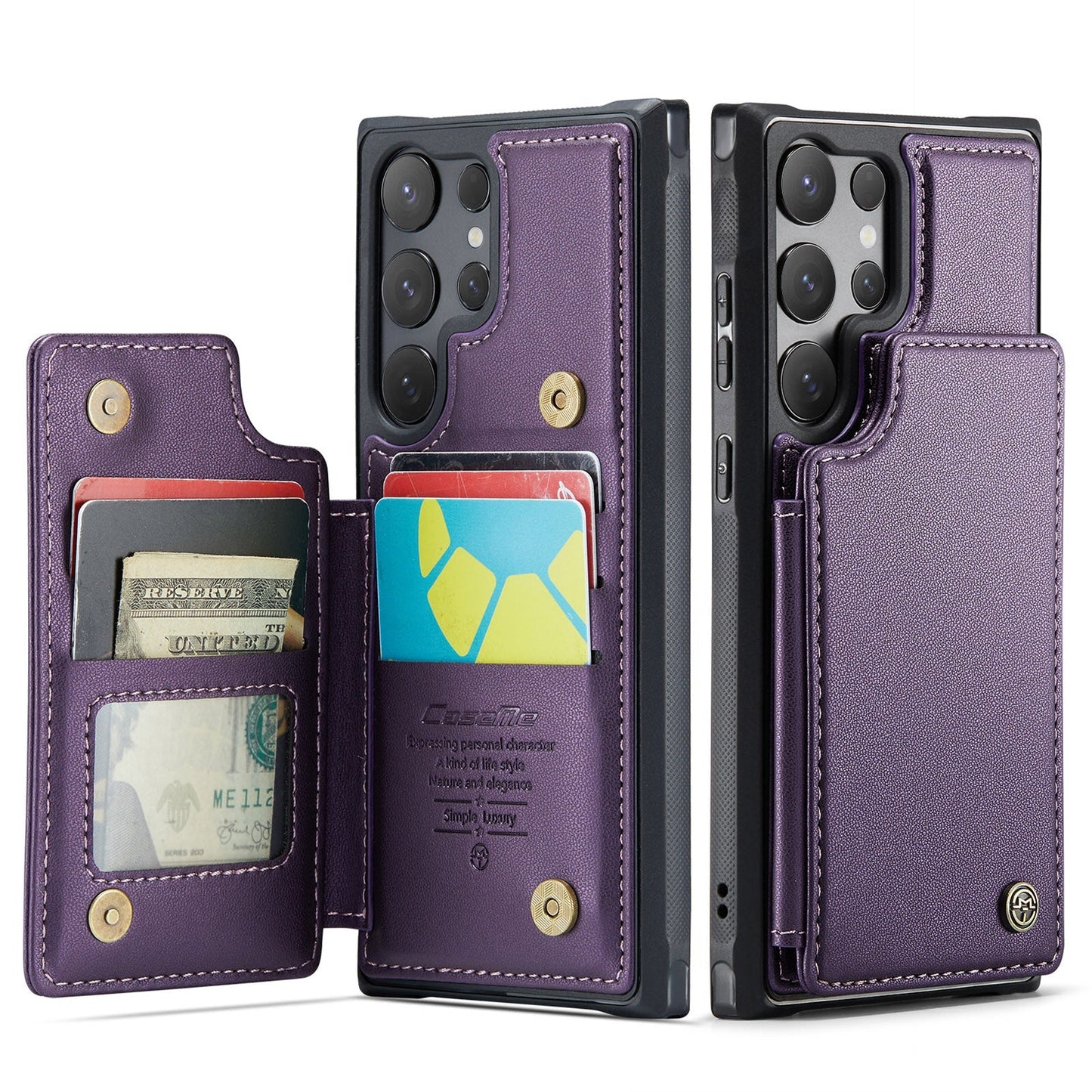 New RFID Blocking Card Holder Leather Phone Case for Samsung