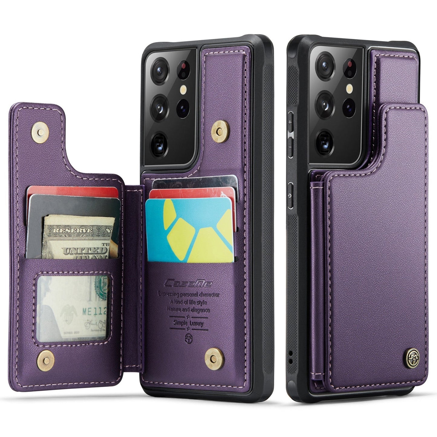 New RFID Blocking Card Holder Leather Phone Case for Samsung