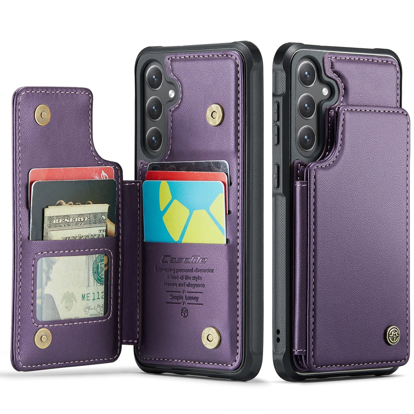 New RFID Blocking Card Holder Leather Phone Case for Samsung