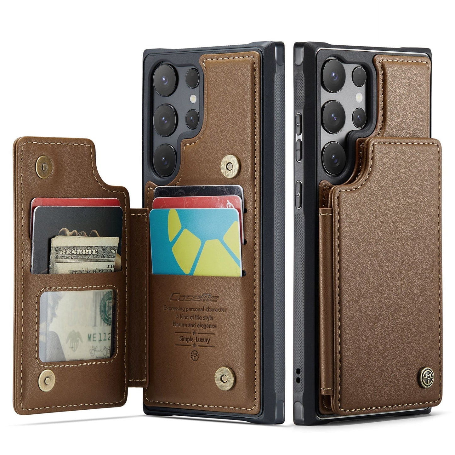 New RFID Blocking Card Holder Leather Phone Case for Samsung