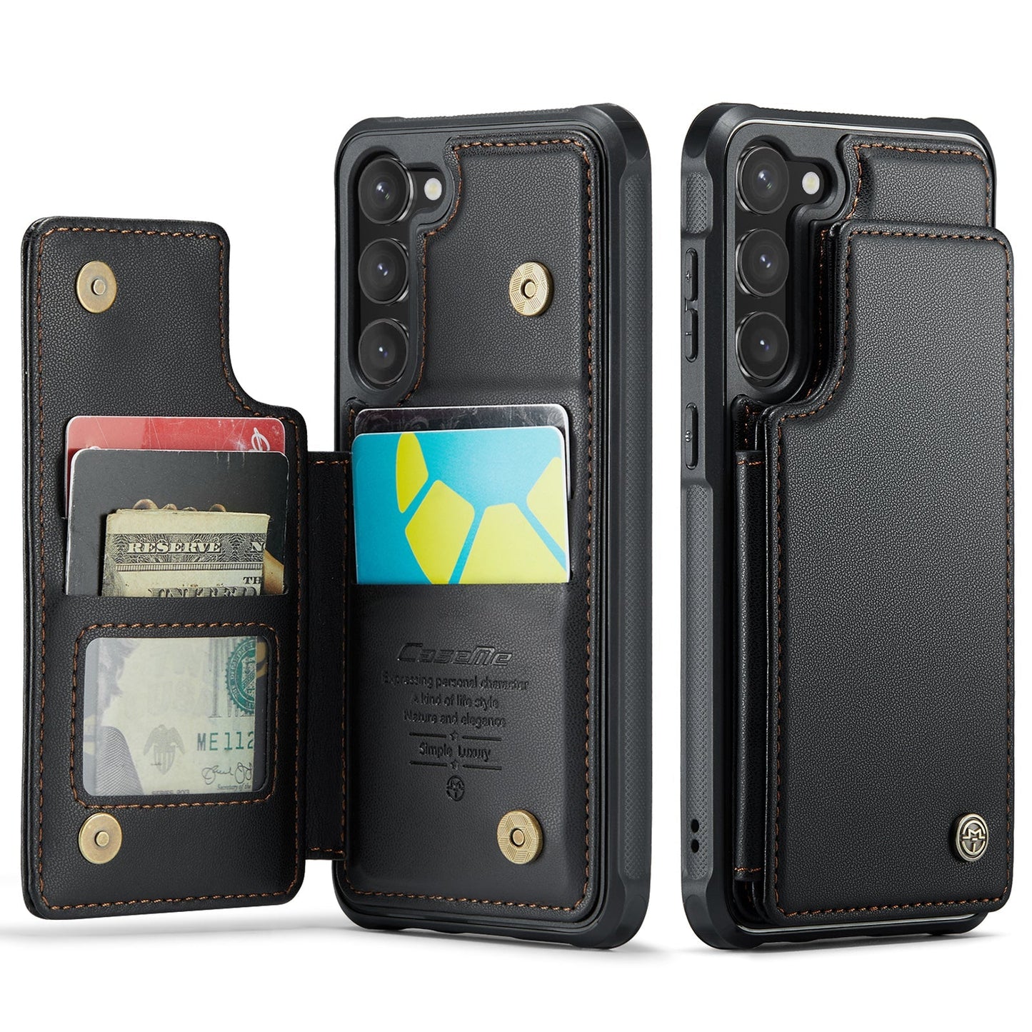 New RFID Blocking Card Holder Leather Phone Case for Samsung
