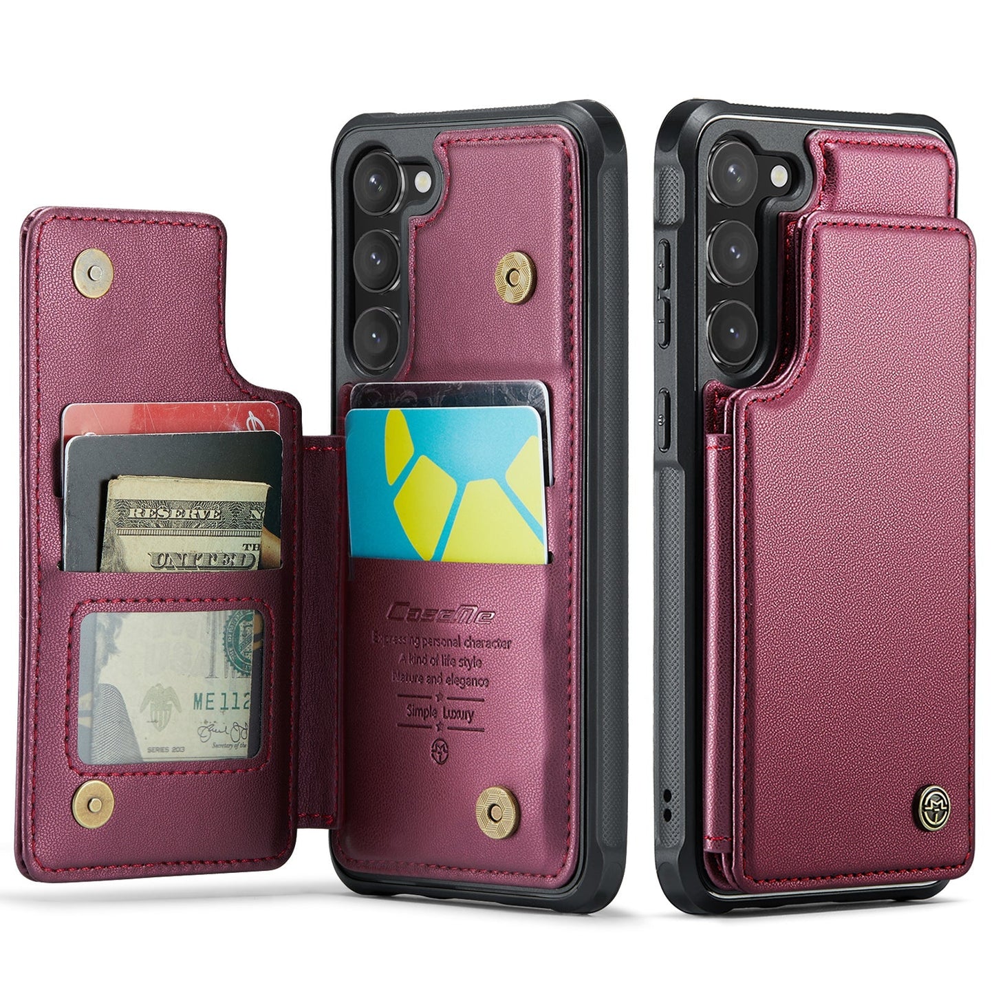 New RFID Blocking Card Holder Leather Phone Case for Samsung
