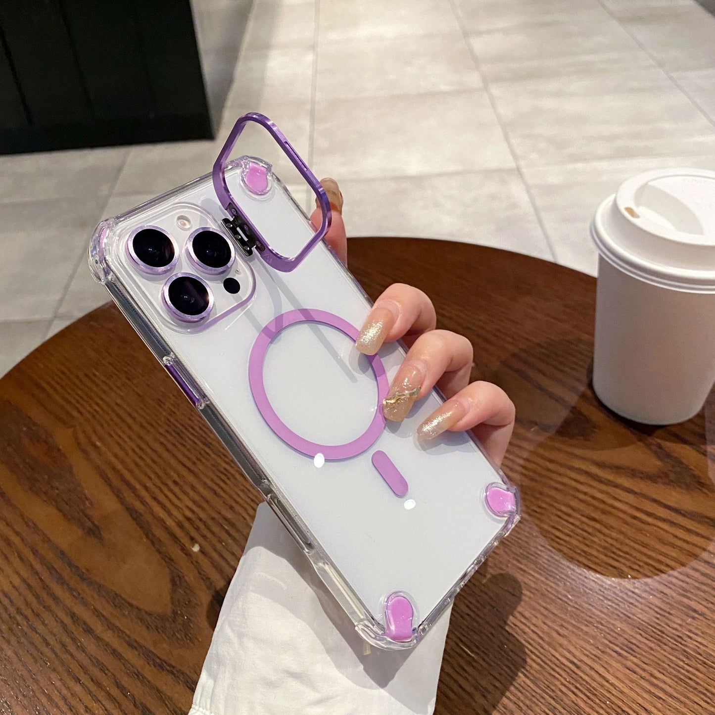 Magnetic Bracket Anti-drop with Lens Film Phone Case for iPhone