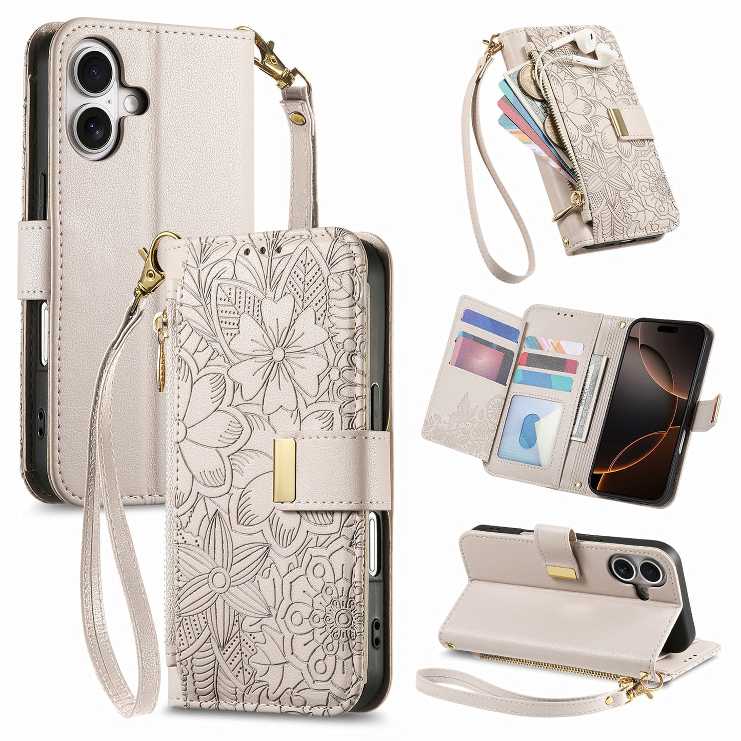 New Zipper Wallet Leather Phone Case for iPhone