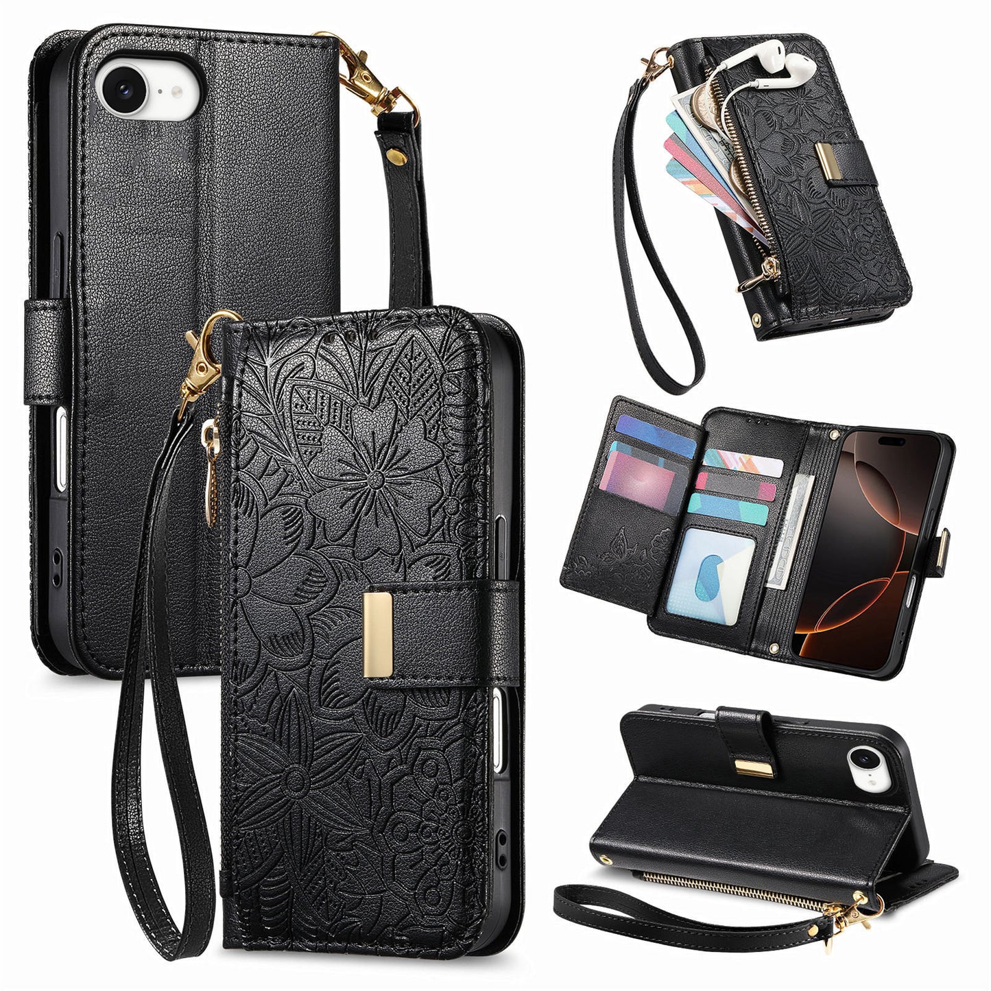 New Zipper Wallet Leather Phone Case for iPhone