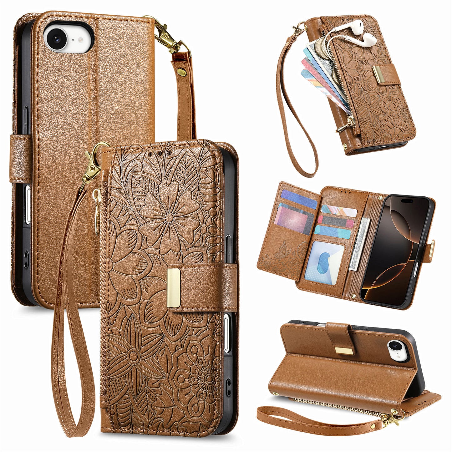 New Zipper Wallet Leather Phone Case for iPhone