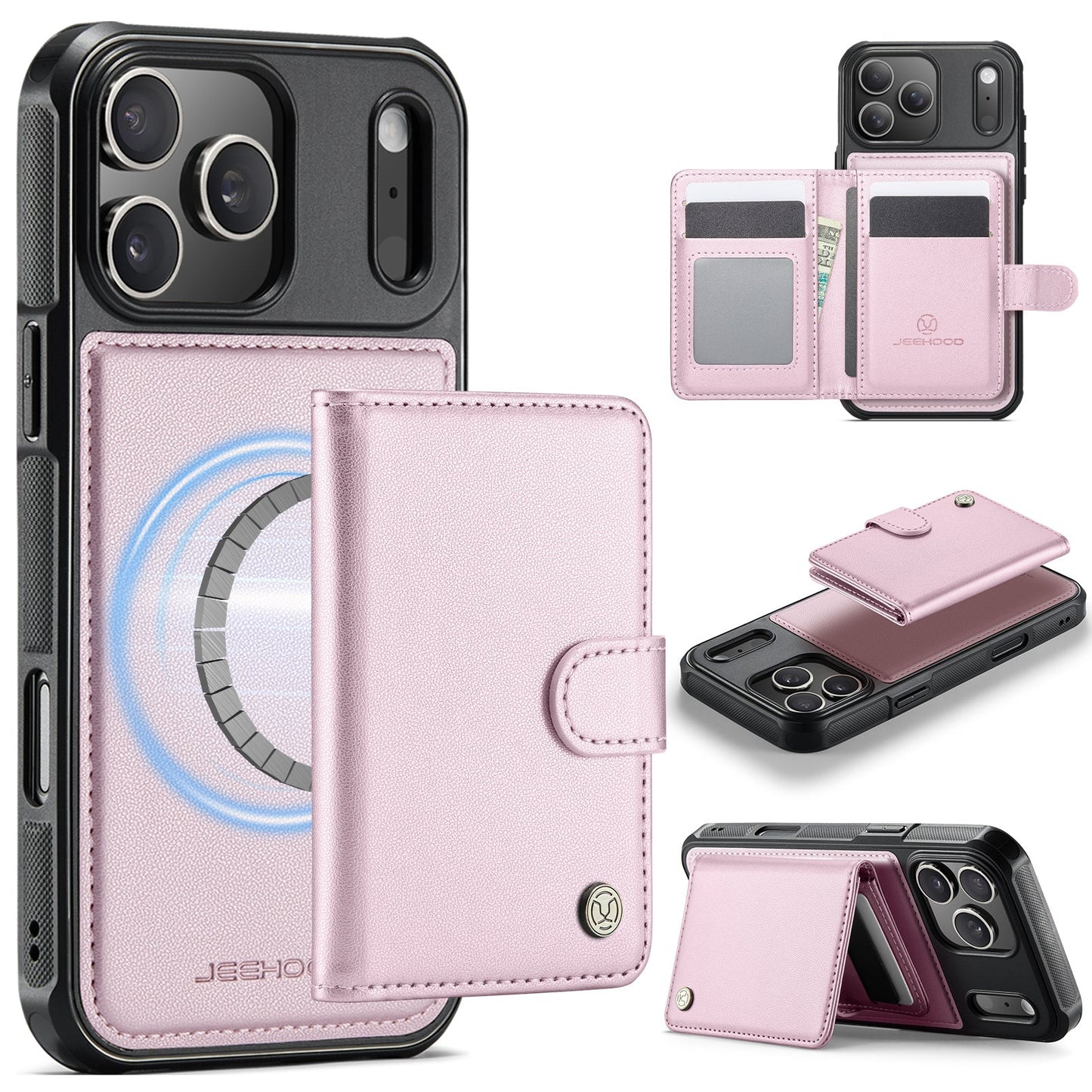New 2-in-1 RFID Blocking Card Holder Leather Phone Case for iPhone 17 Pro Max