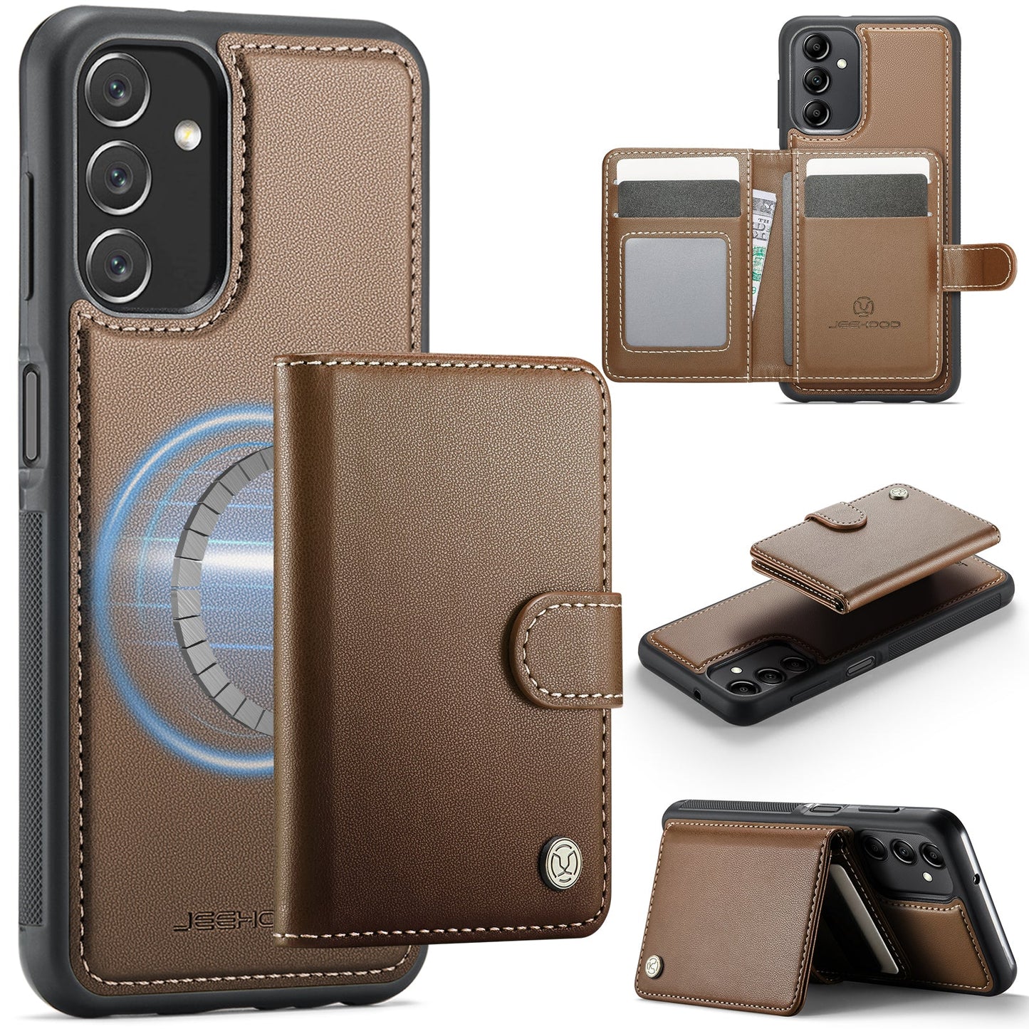 New 2-in-1 RFID Blocking Card Holder Leather Phone Case for Samsung Galaxy A14