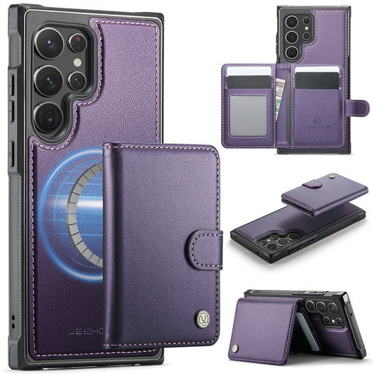 New 2-in-1 RFID Blocking Card Holder Leather Phone Case for Samsung Galaxy S22 Ultra