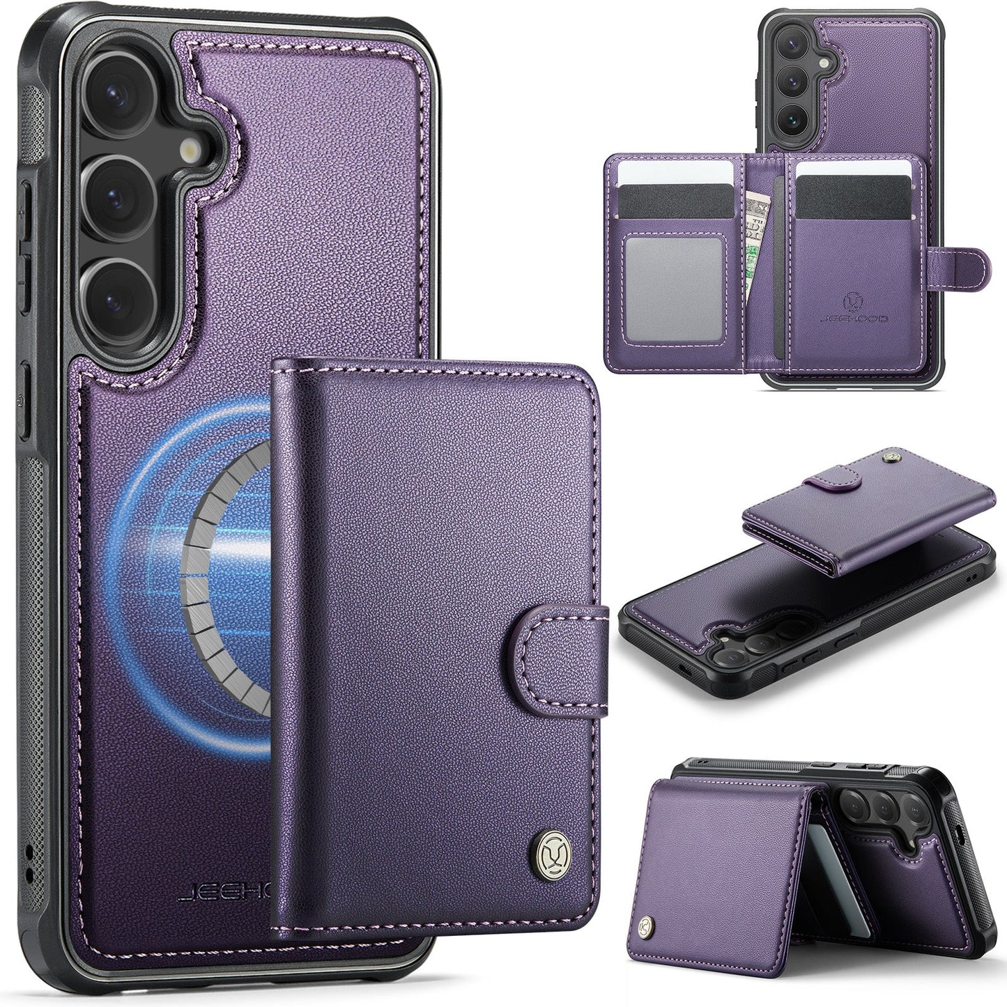New 2-in-1 RFID Blocking Card Holder Leather Phone Case for Samsung Galaxy S25