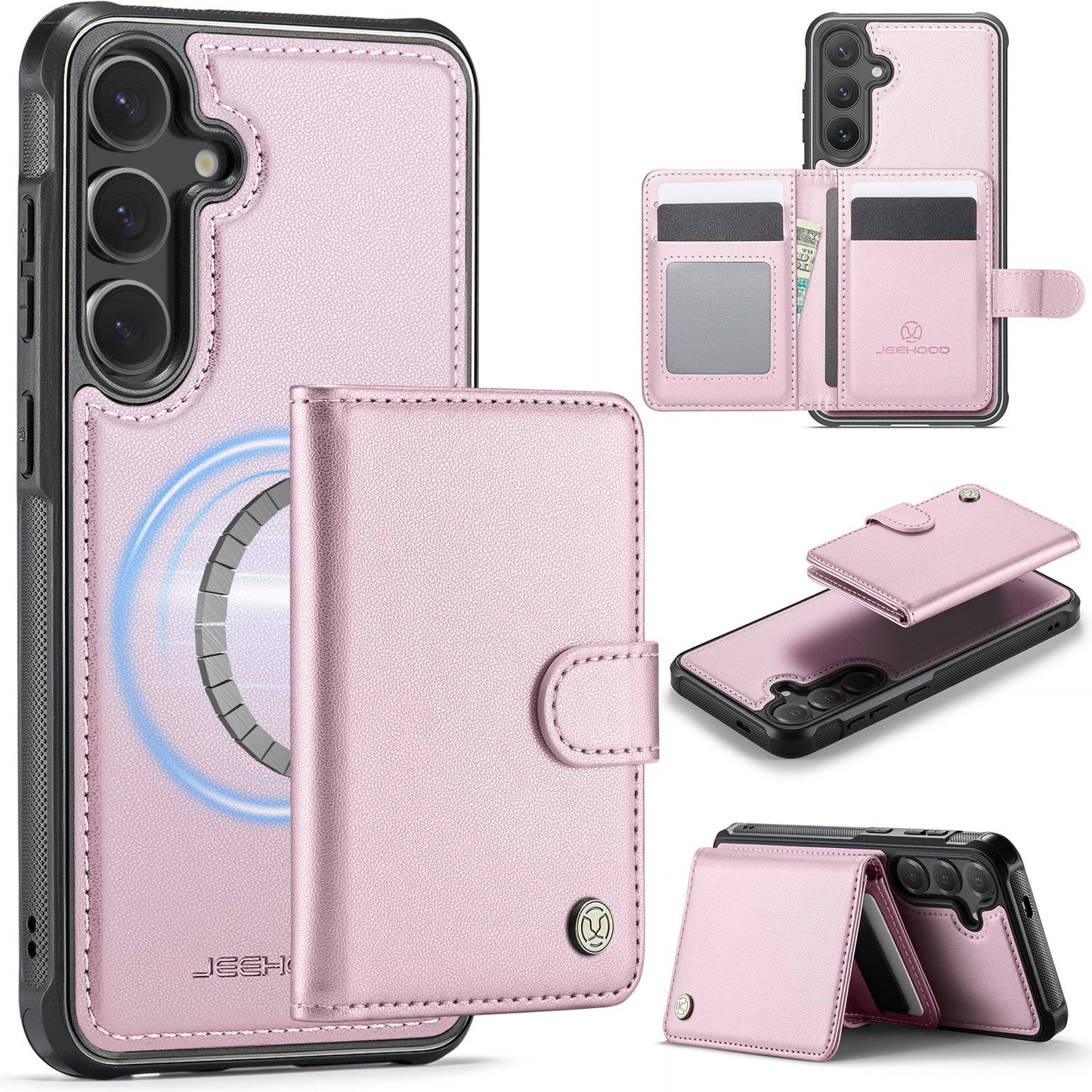New 2-in-1 RFID Blocking Card Holder Leather Phone Case for Samsung Galaxy S25