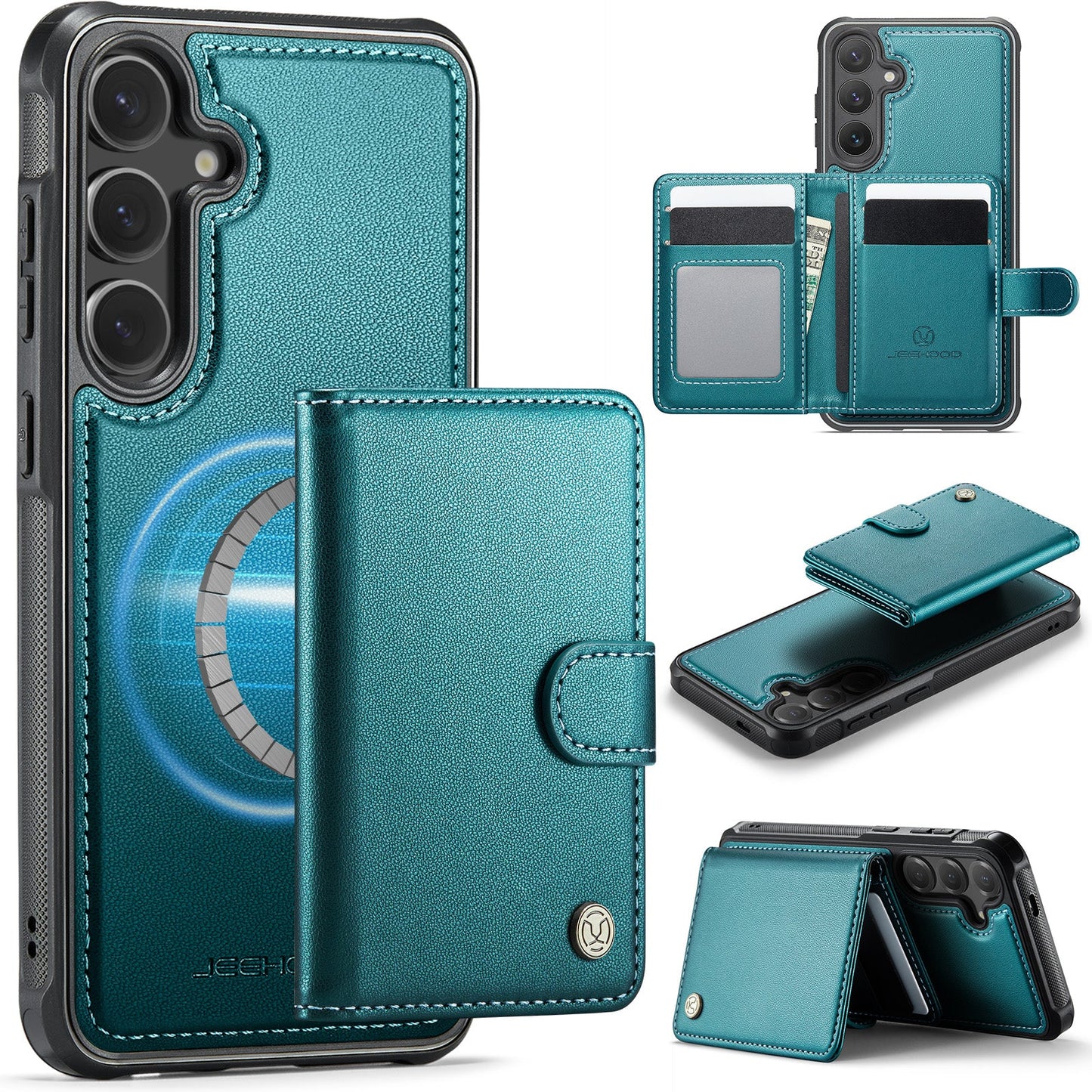 New 2-in-1 RFID Blocking Card Holder Leather Phone Case for Samsung Galaxy S25