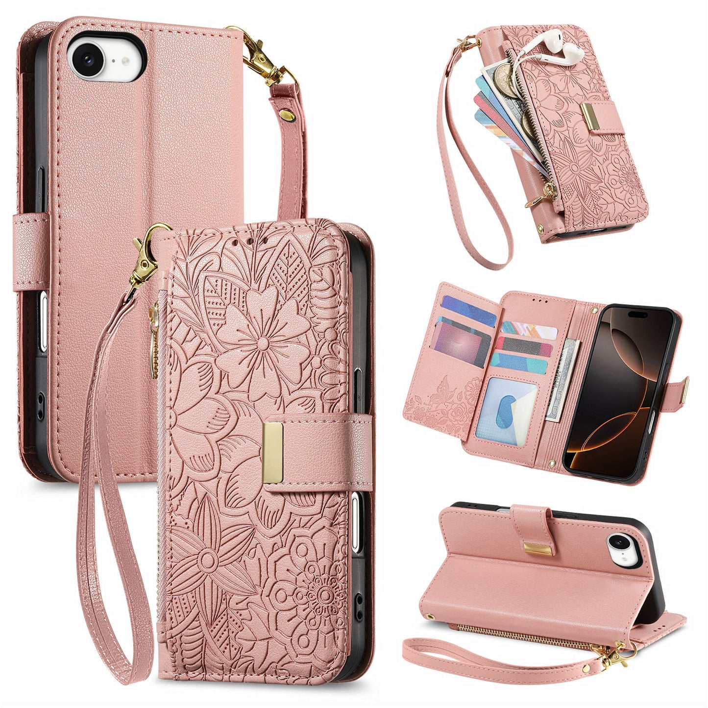 New Zipper Wallet Leather Phone Case for iPhone