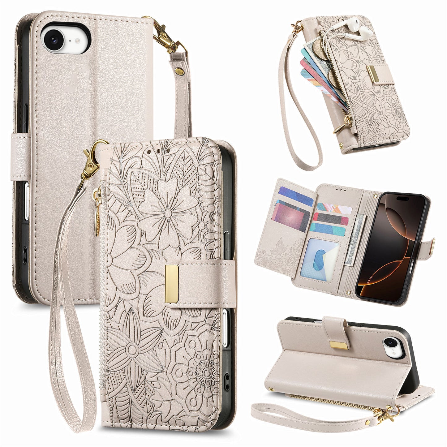 New Zipper Wallet Leather Phone Case for iPhone